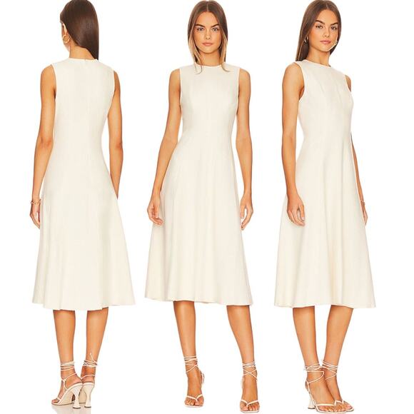NEW $525 VINCE Paneled Midi Dress White Fit & Flare A-Line Classic Minimalist 10 - Picture 14 of 14